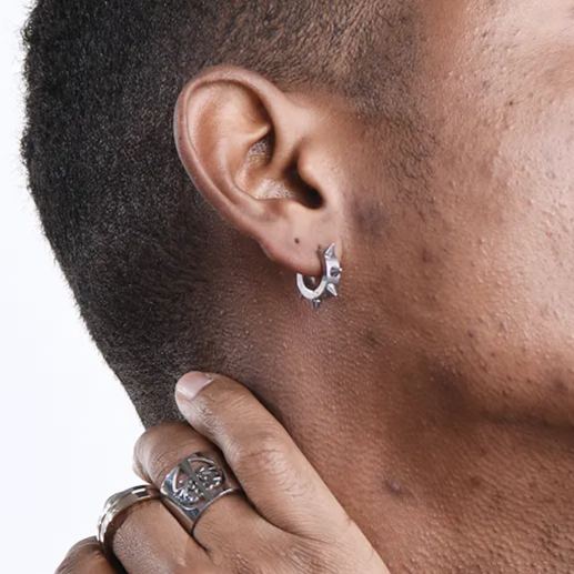 Black Triangle Spike Hoop Earrings Stainless Steel Punk Gothic Set