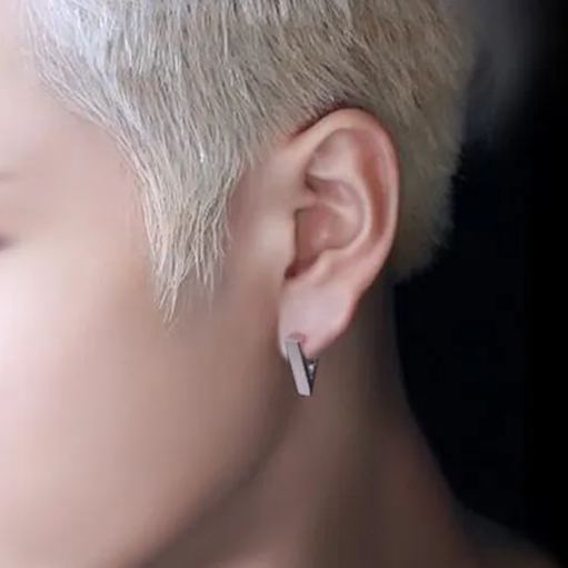 Black Triangle Spike Hoop Earrings Stainless Steel Punk Gothic Set