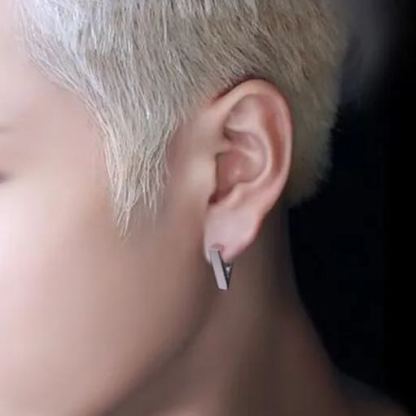 Black Triangle Spike Hoop Earrings Stainless Steel Punk Gothic Set