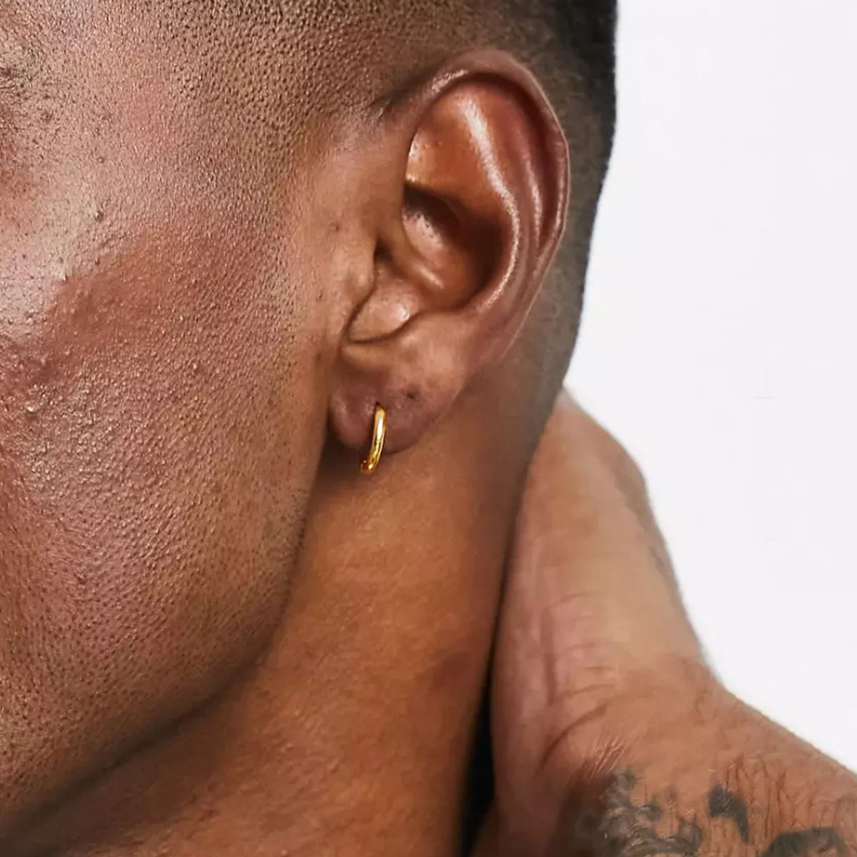 Huggie Hoop Earrings Gold/Black - Hypoallergenic Punk