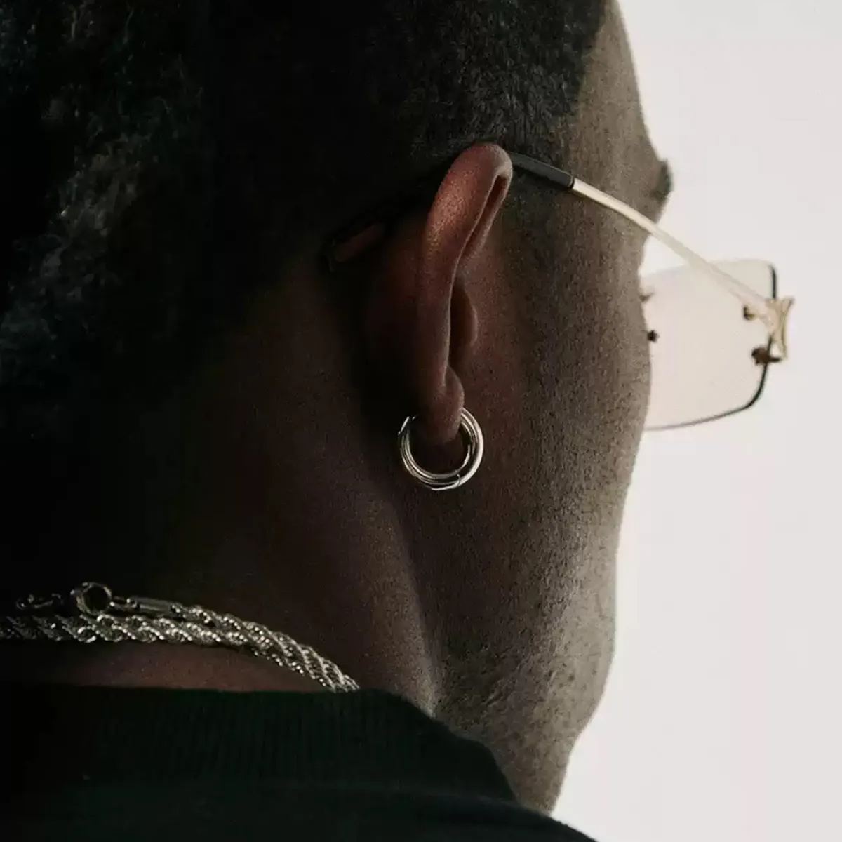 Huggie Hoop Earrings Gold/Black - Hypoallergenic Punk