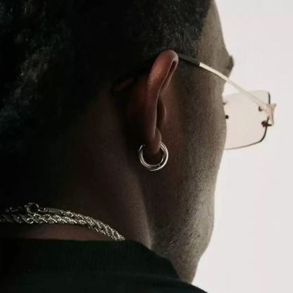 Huggie Hoop Earrings Gold/Black - Hypoallergenic Punk