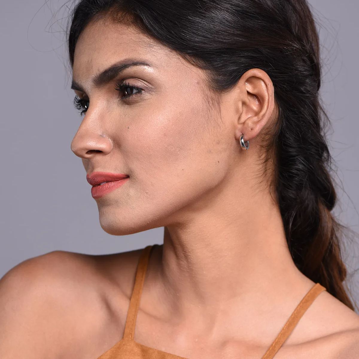 Huggie Hoop Earrings Gold/Black - Hypoallergenic Punk