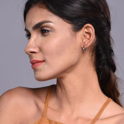 Huggie Hoop Earrings Gold/Black - Hypoallergenic Punk