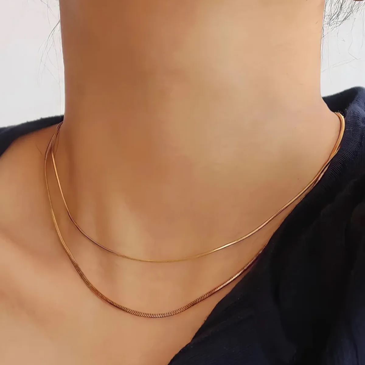 1mm Rose Gold Snake Chain Necklace