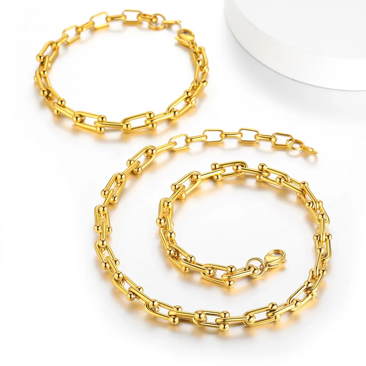 6mm Paperclip Chain Necklace & Bracelet Set