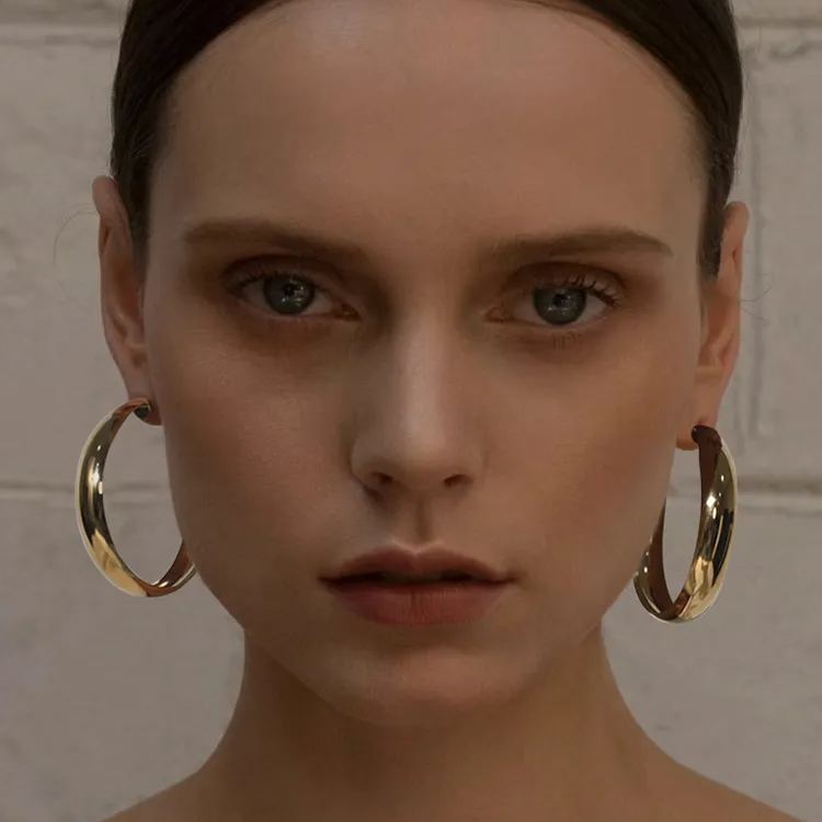 Minimalist Circle Hoop Earrings 60mm