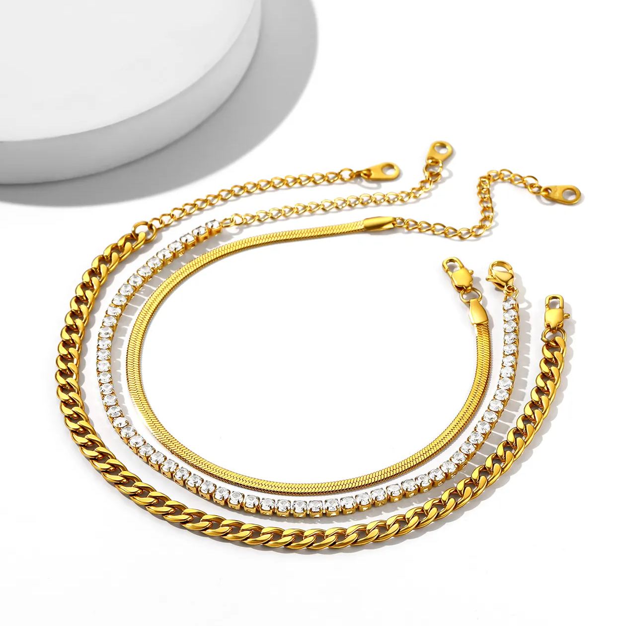 Cuban Link Anklets Set