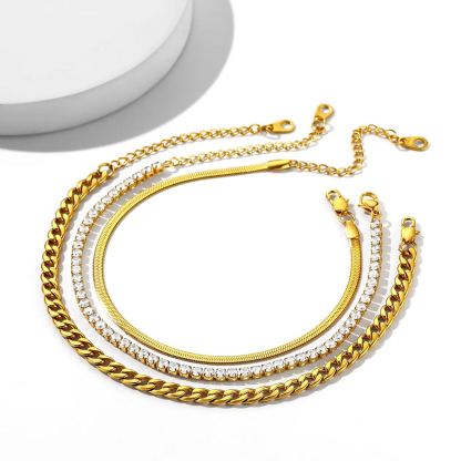 Cuban Link Anklets Set