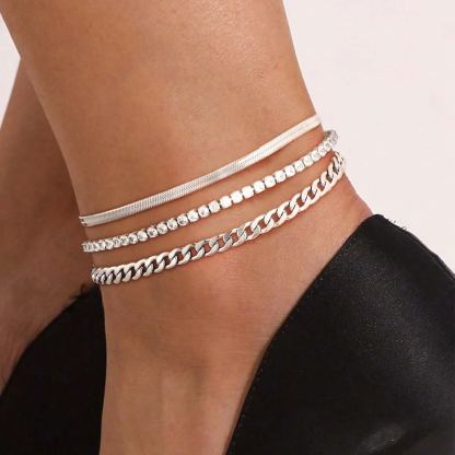 Cuban Link Anklets Set