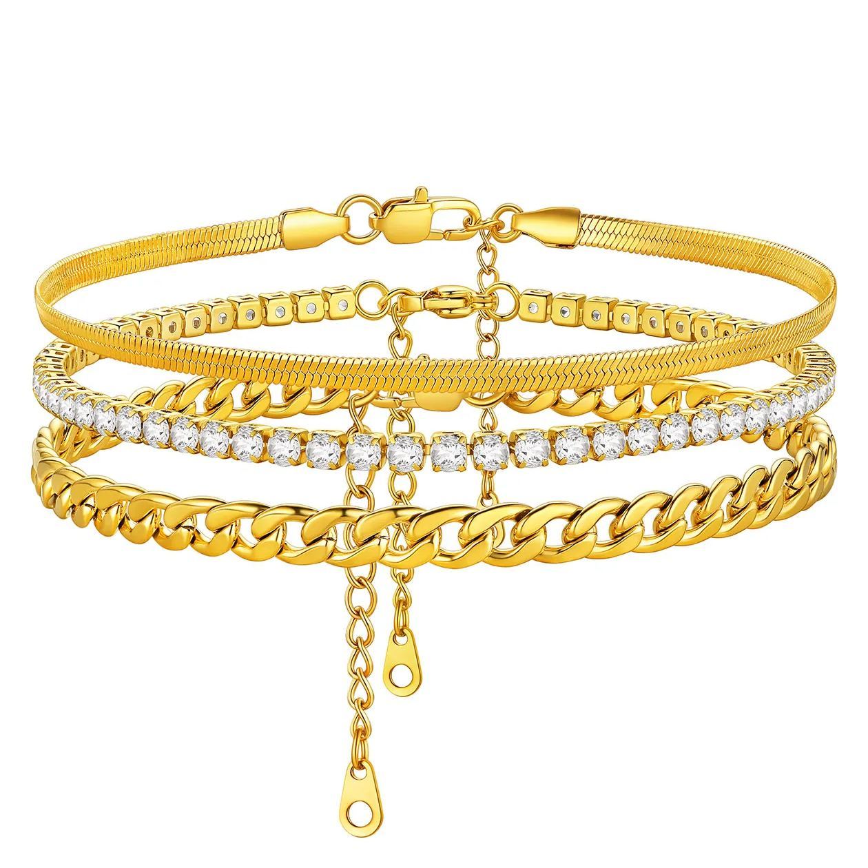 Cuban Link Anklets Set