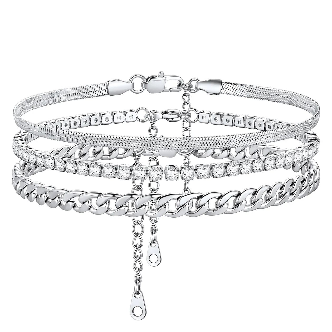 Cuban Link Anklets Set