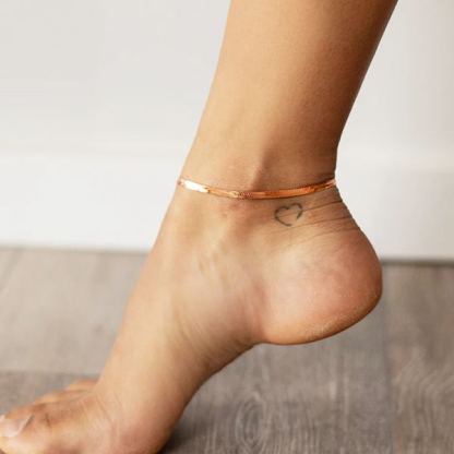 3mm Flat Herringbone Link Anklet