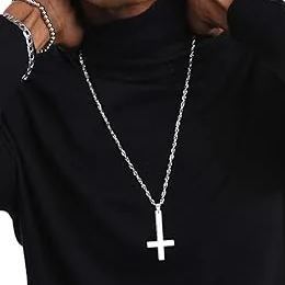 Black Inverted Cross Necklace