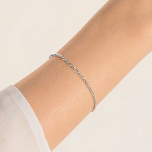 3mm Silver Solid Figaro Link Chain Bracelet