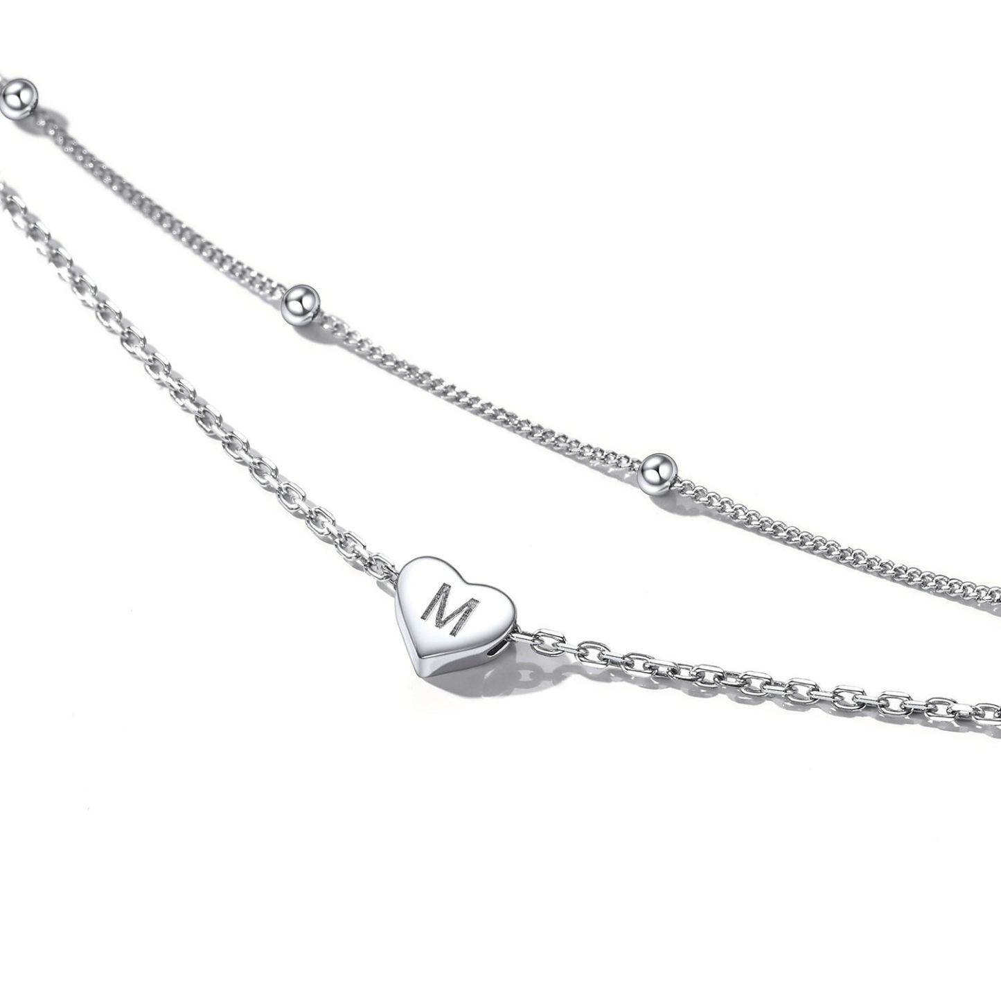 Layered Initial Heart Anklet