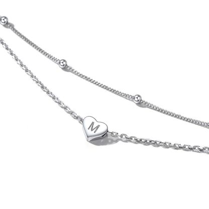 Layered Initial Heart Anklet