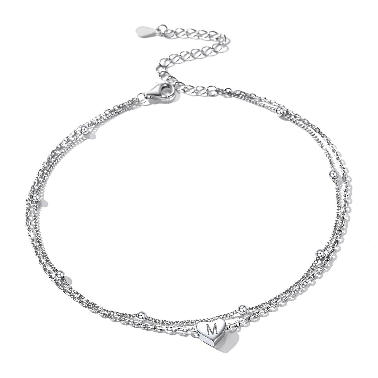 Layered Initial Heart Anklet