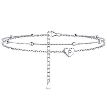 Layered Initial Heart Anklet