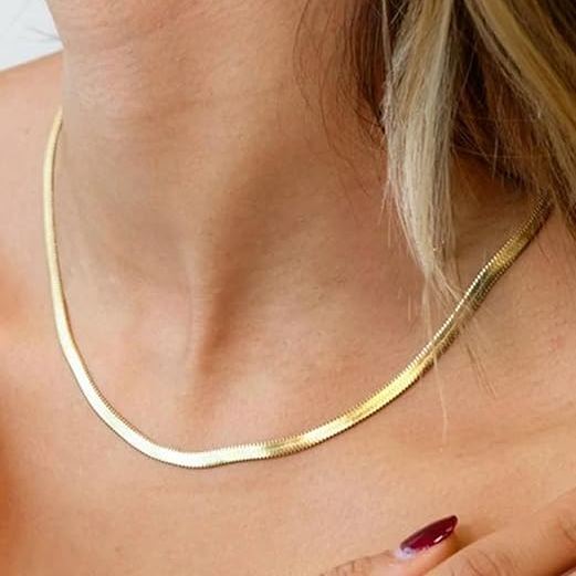 5mm Flat snake chain necklace 15"