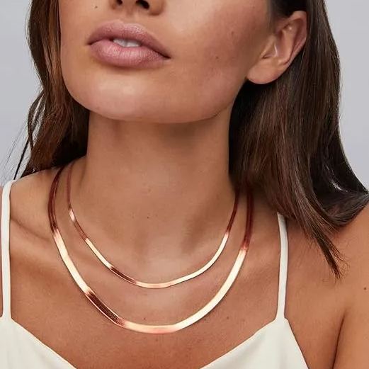 5mm Flat snake chain necklace 15"