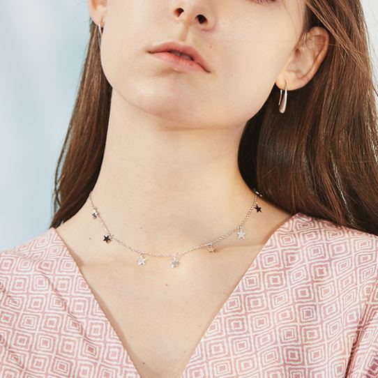 S925 Star Short Choker Chain Necklace