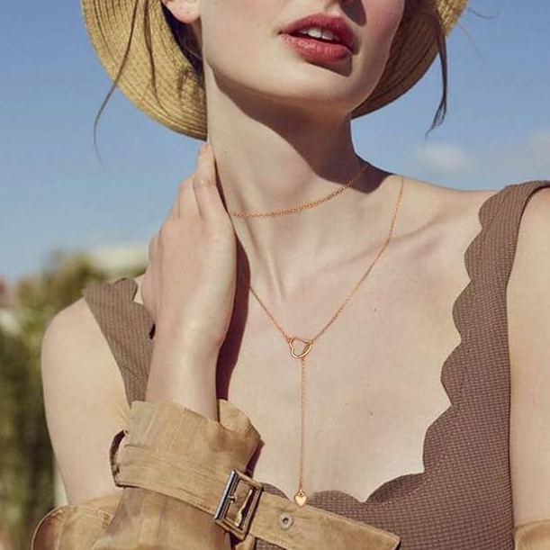 Heart Shaped Lariat Simple Y Necklace