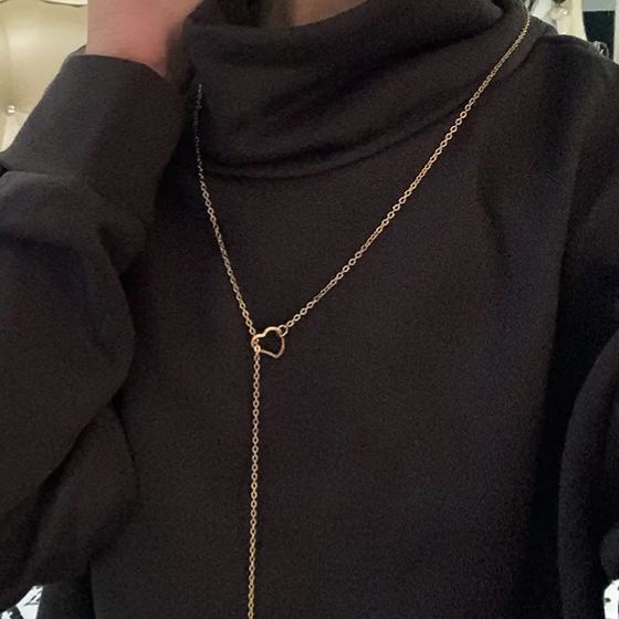 Heart Shaped Lariat Simple Y Necklace