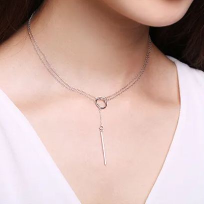 Bar Pendant Looped Y Necklace