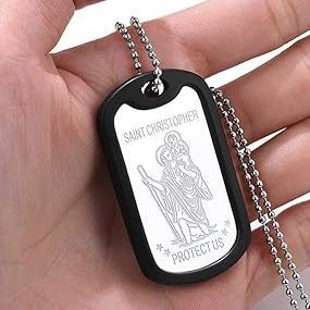 St Christopher Pendant Dog Tag Necklace