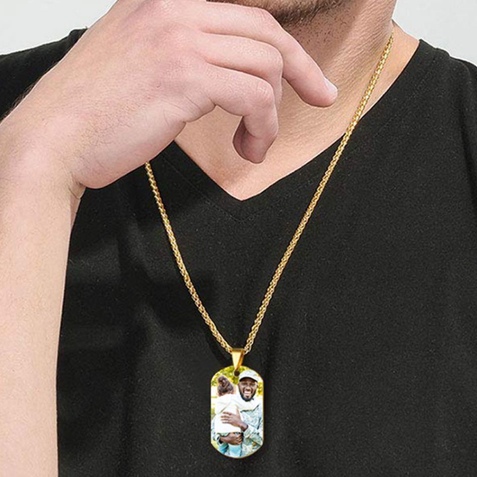 Engravable Octagon Dog Tag Necklace