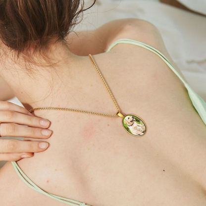 Oval Necklace with Photo Custom