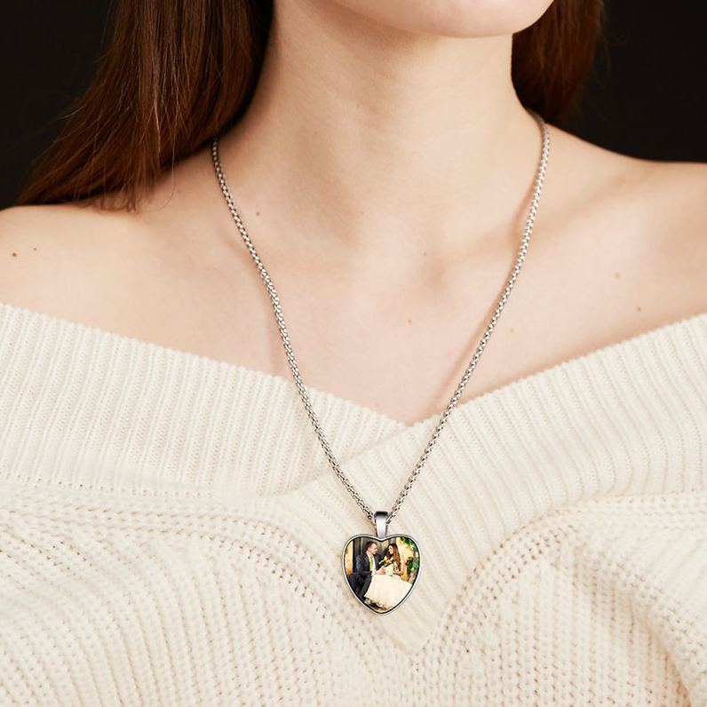 Custom Photo Heart Pendant Necklace