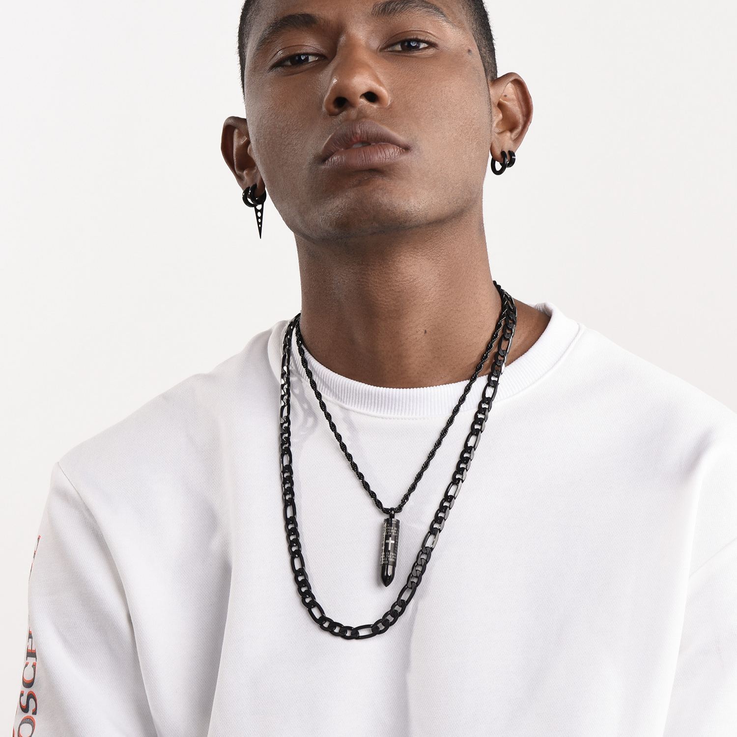 Mens Stainless Steel Figaro Necklace