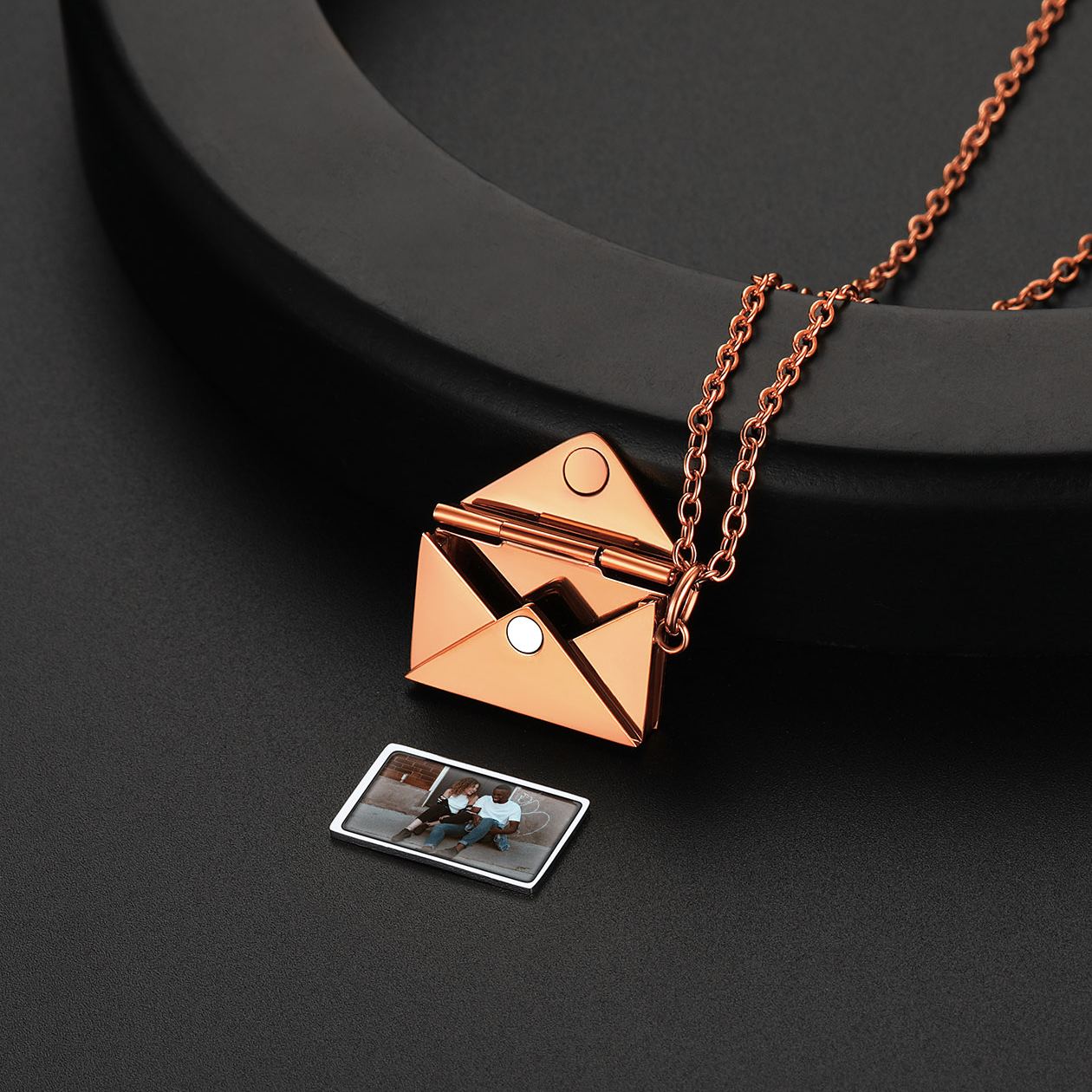 Personalized Photo Envelope Locket Necklace