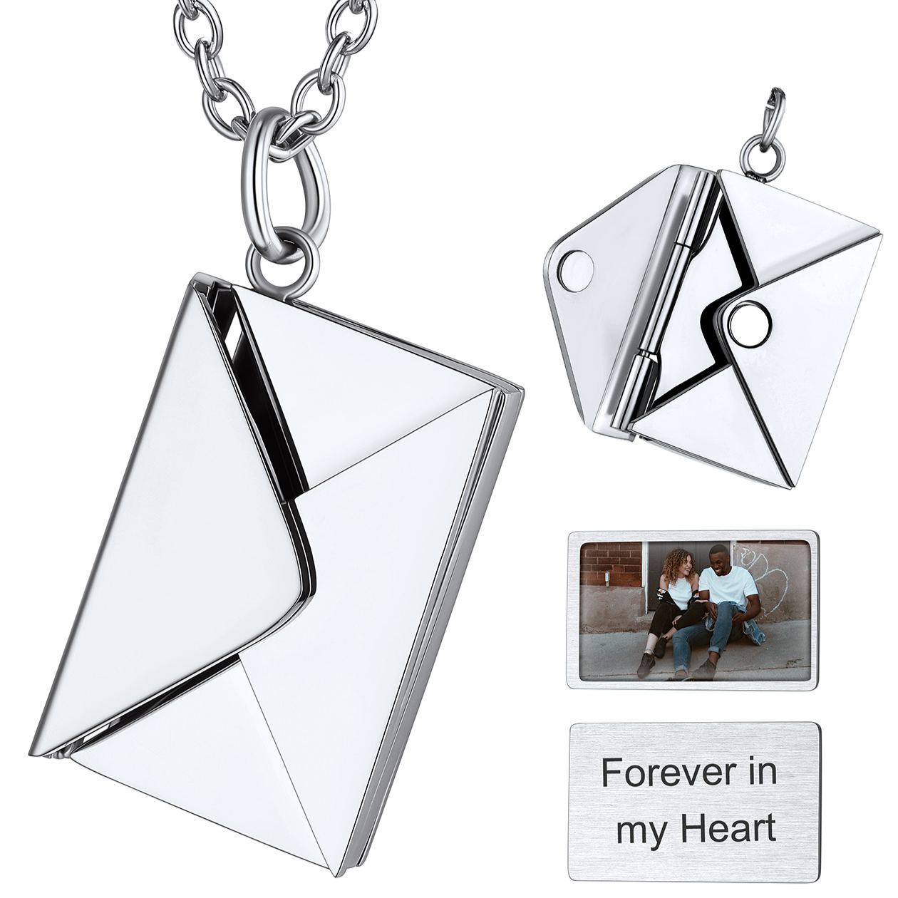 Personalized Photo Envelope Locket Necklace