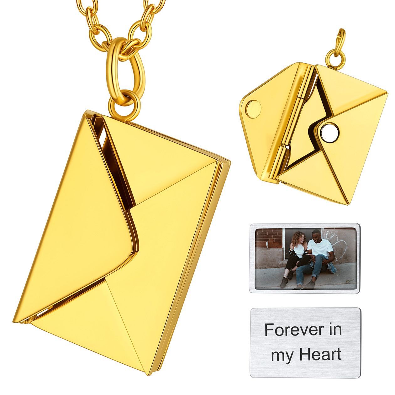 Personalized Photo Envelope Locket Necklace