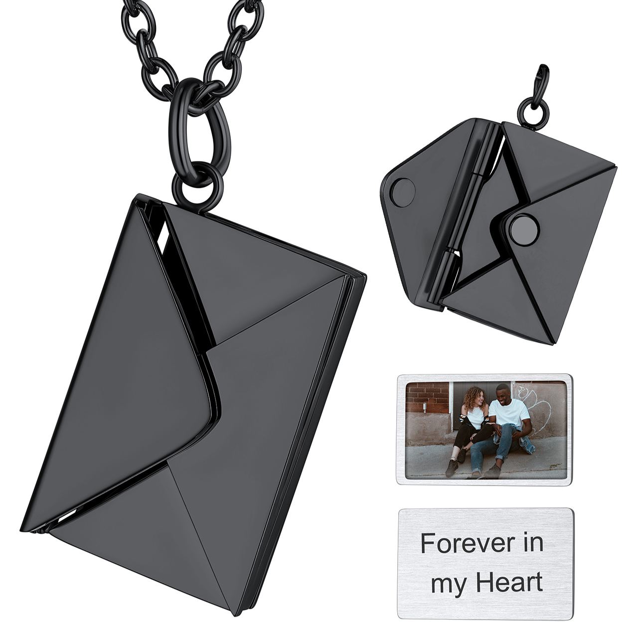 Personalized Photo Envelope Locket Necklace