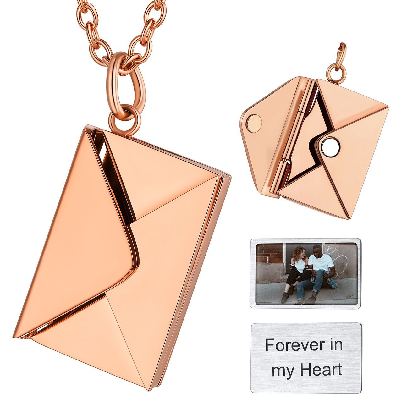 Personalized Photo Envelope Locket Necklace