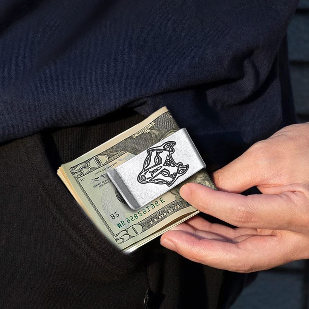 Men's Wolf Money Clip