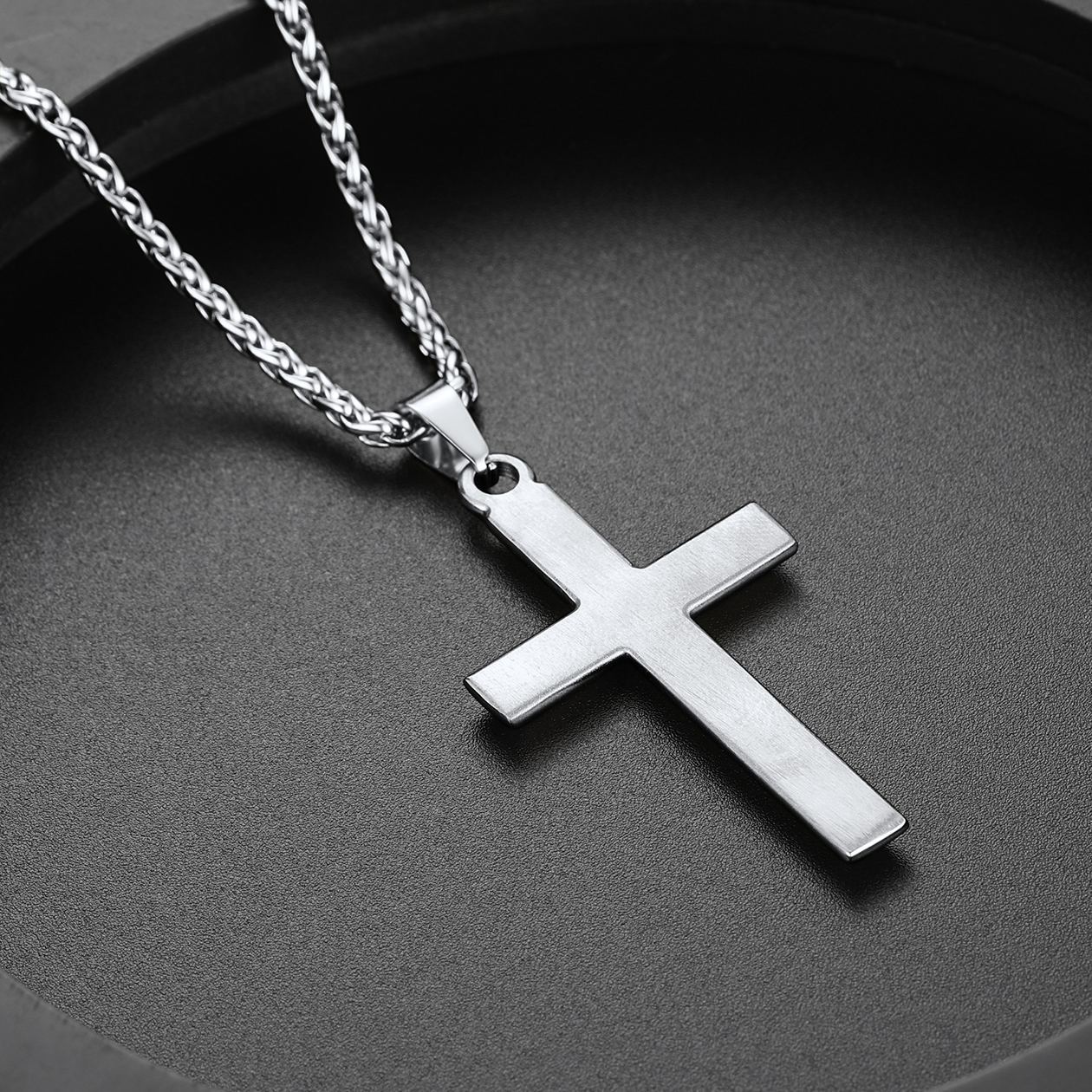 Stainless Steel Cross Necklace - Men’s Christian necklace