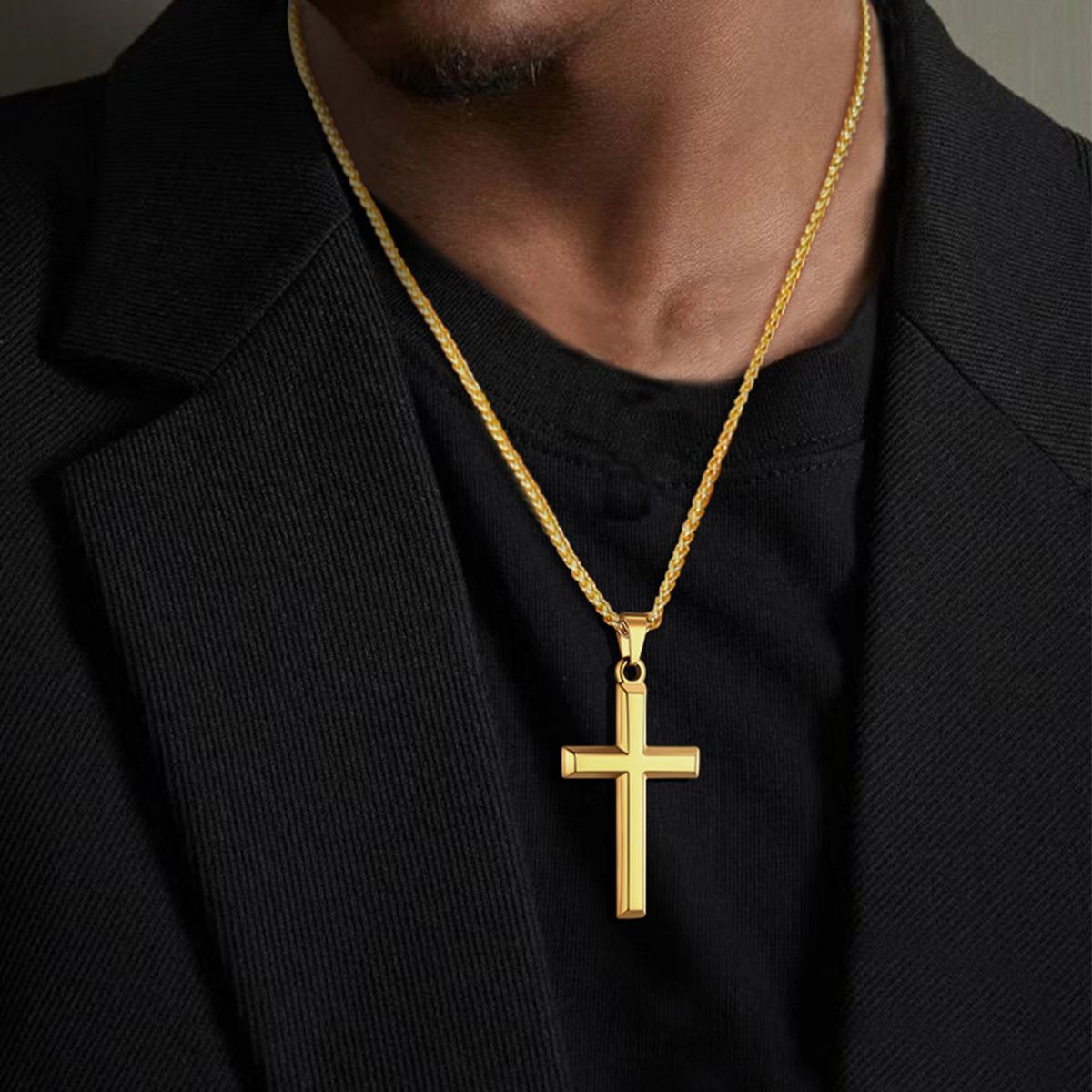 Stainless Steel Cross Necklace - Men’s cross necklace