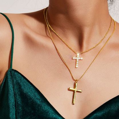 Silver Cubic Zirconia Cross Necklace