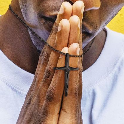 20" Black Cross Necklace