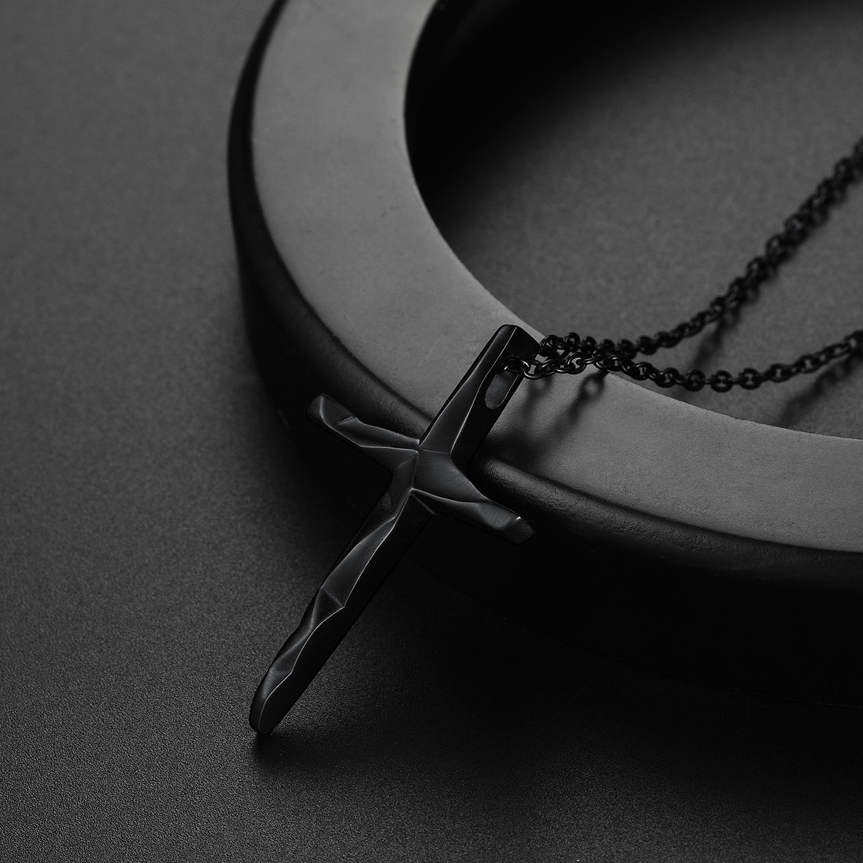 20" Black Cross Necklace