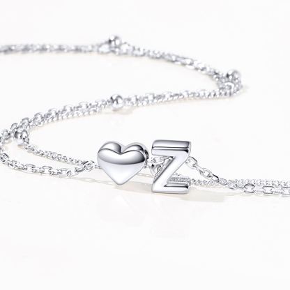 S925 Silver Double Layer Heart Anklet