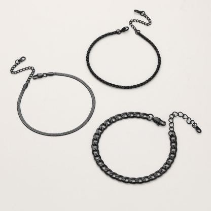 3PC Layered Snake Anklet Set