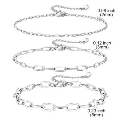 3PC Layered Paperclip Anklet