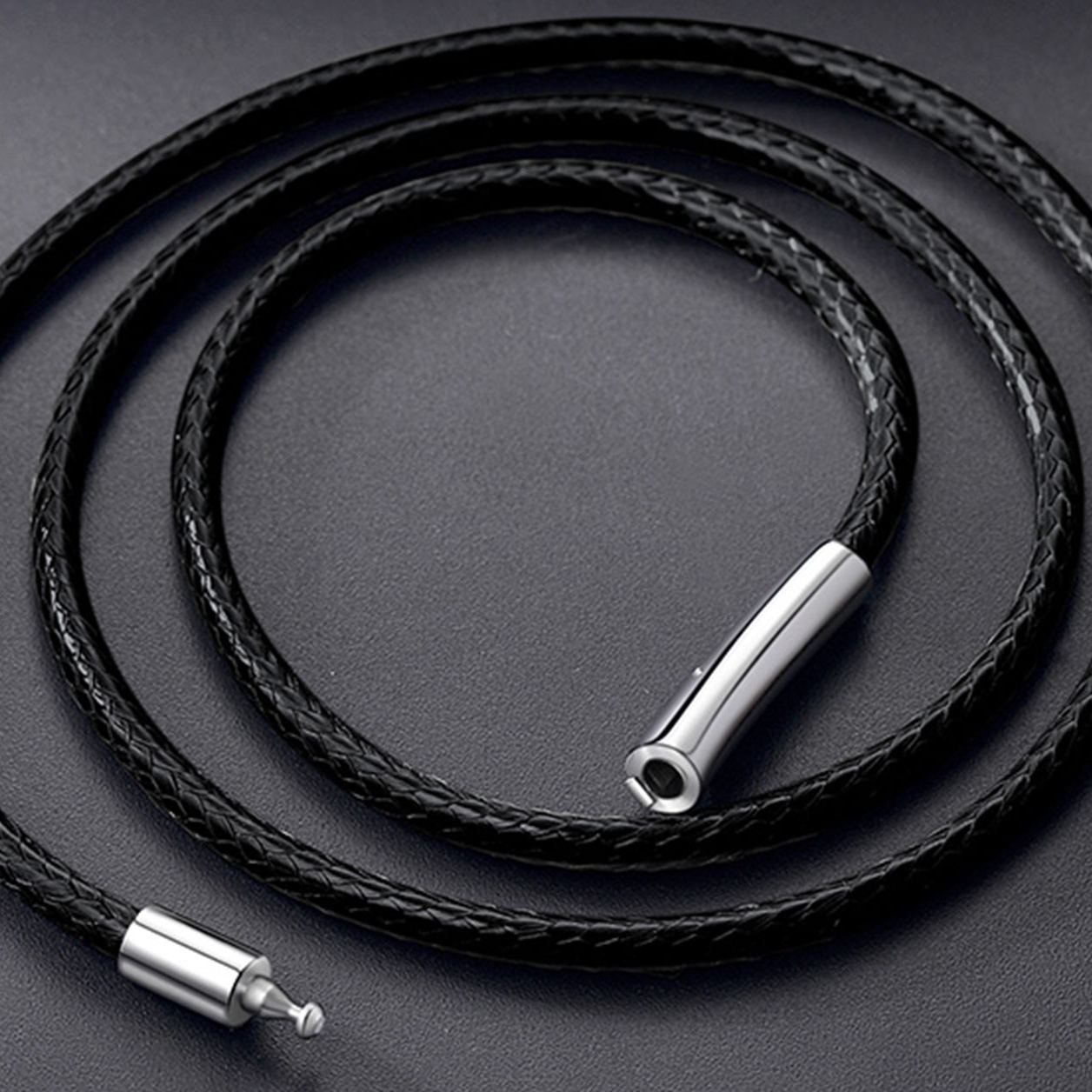 2mm Leather Cord Necklace with Stainless Steel Clasps