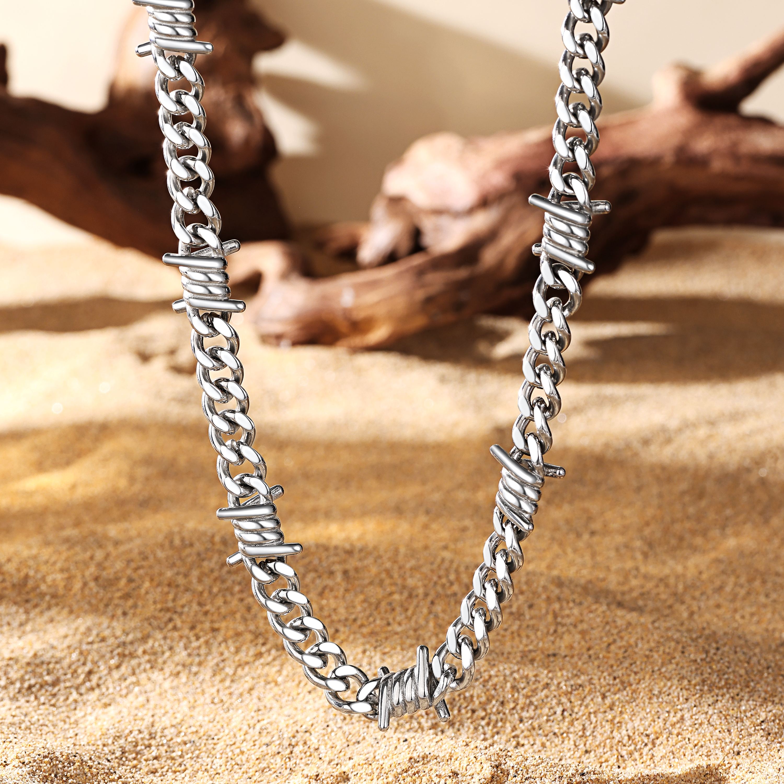 9mm Stainless Steel Cuban Chain for Men Women - Thorn Necklace
